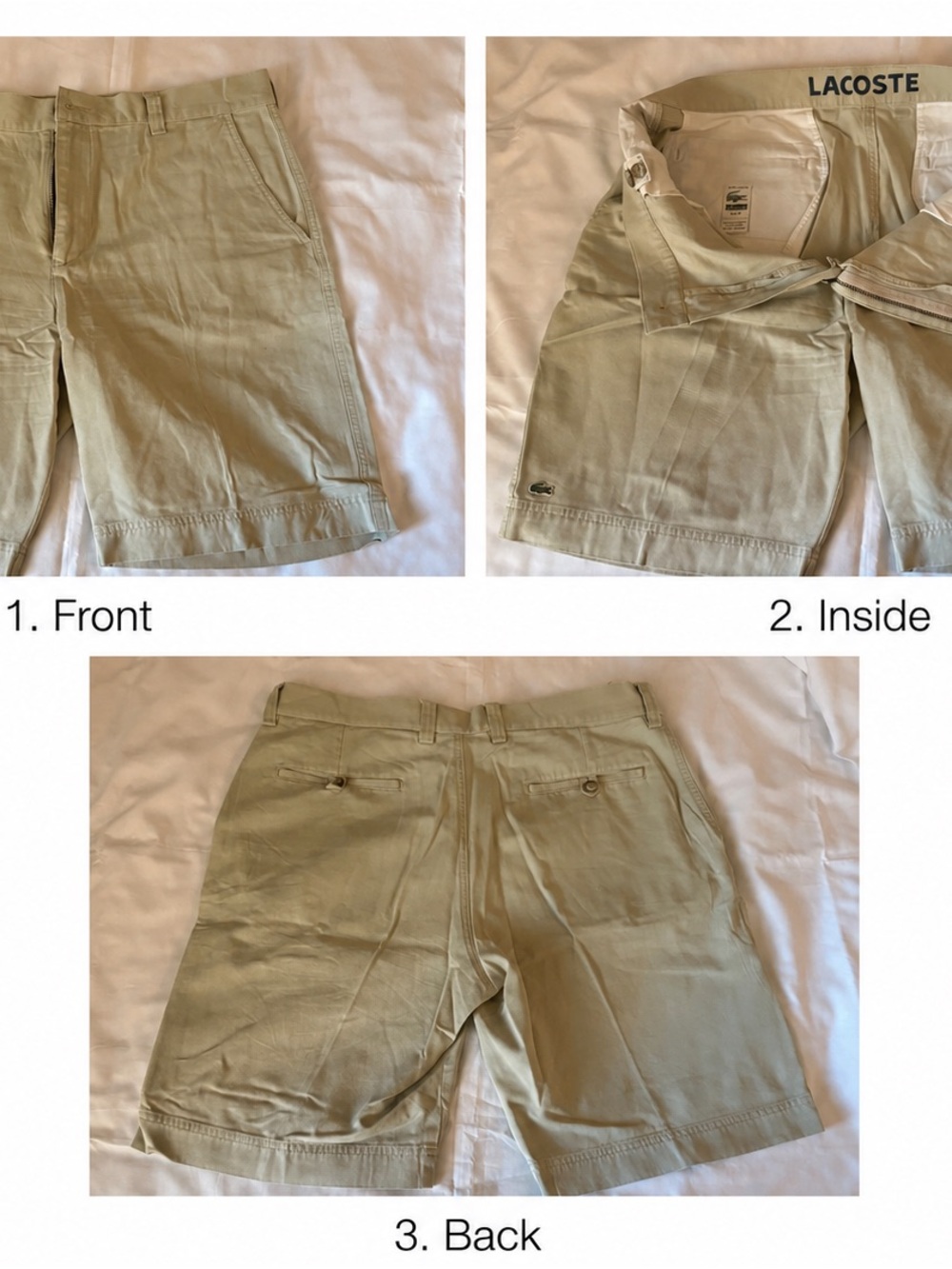 Lacoste Men's Light Khaki Flat-Front Cotton Shorts